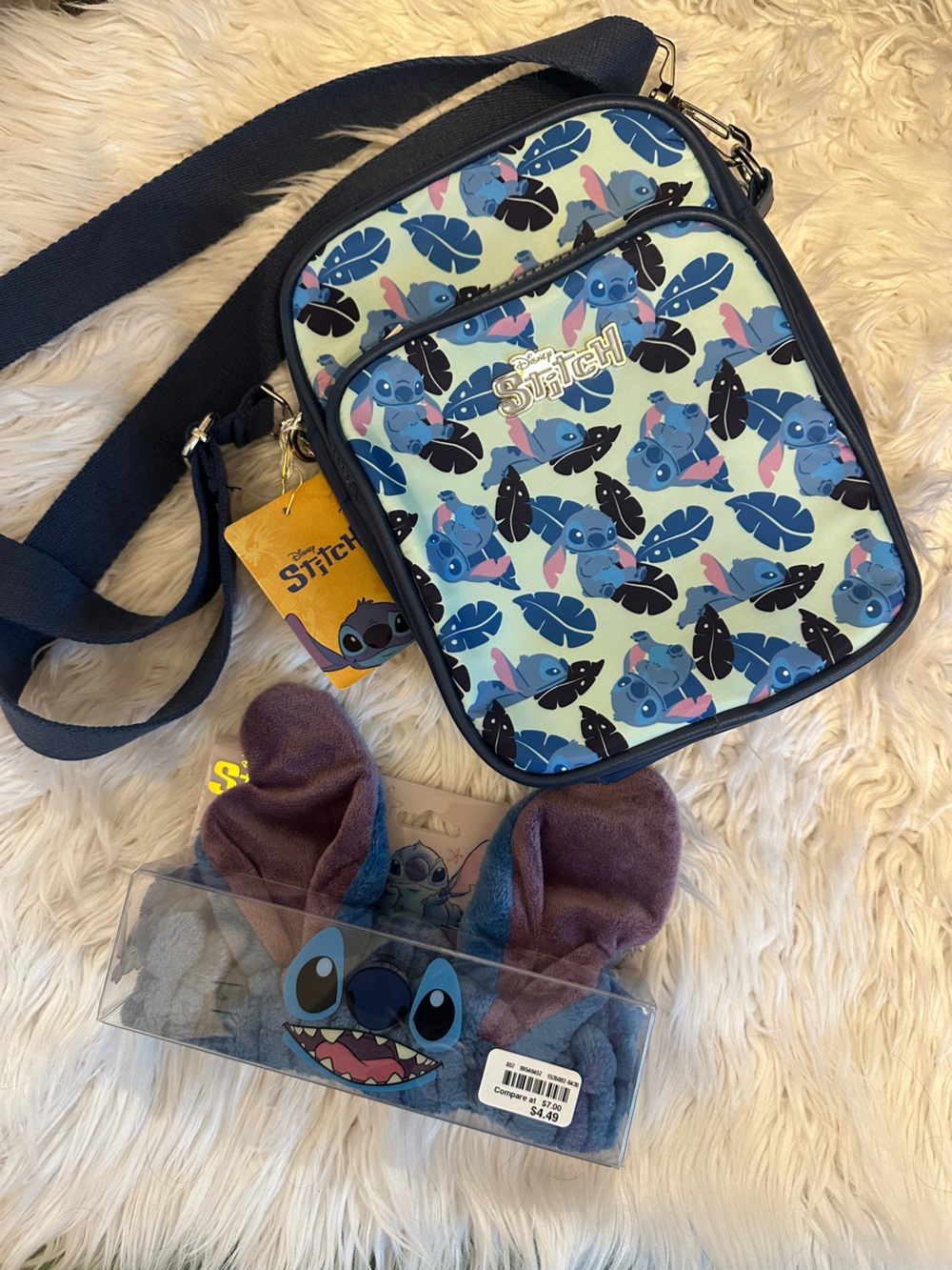 Disney Stitch Bioworld Crossbody Bag & Spa Headband Bundle NWT